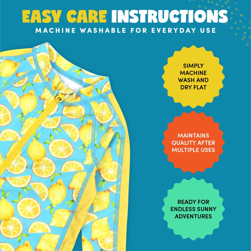 SwimZip Boys' Long-Sleeve UPF 50+ Swimsuit for Baby, Toddler, & Little Boys Lemons - Image 3
